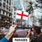 G128 30 Pack Handheld England English Stick Flags | 4x6 In | Printed 150D Polyester, Country Flag, Solid Plastic Stick, Spear White Tip